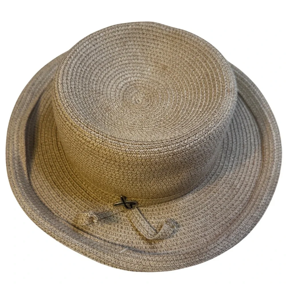 Betmar New York Women's Beige Braided Paper Blend Bucket Sun Hat One Size